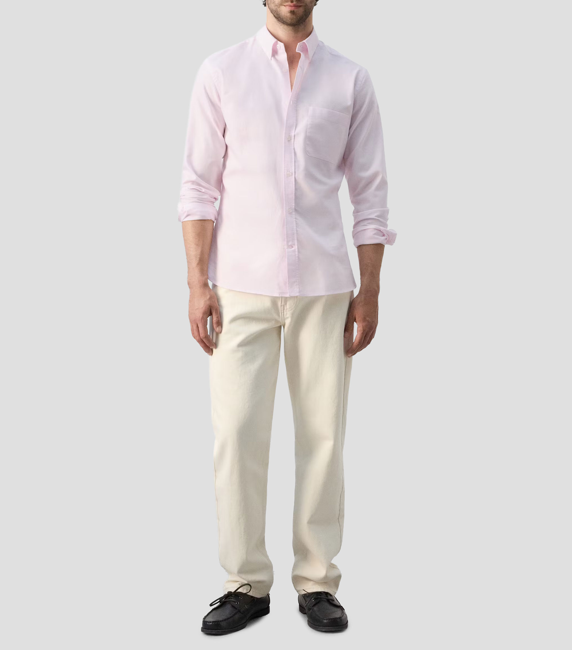 Camisa lisa manga larga Hombre